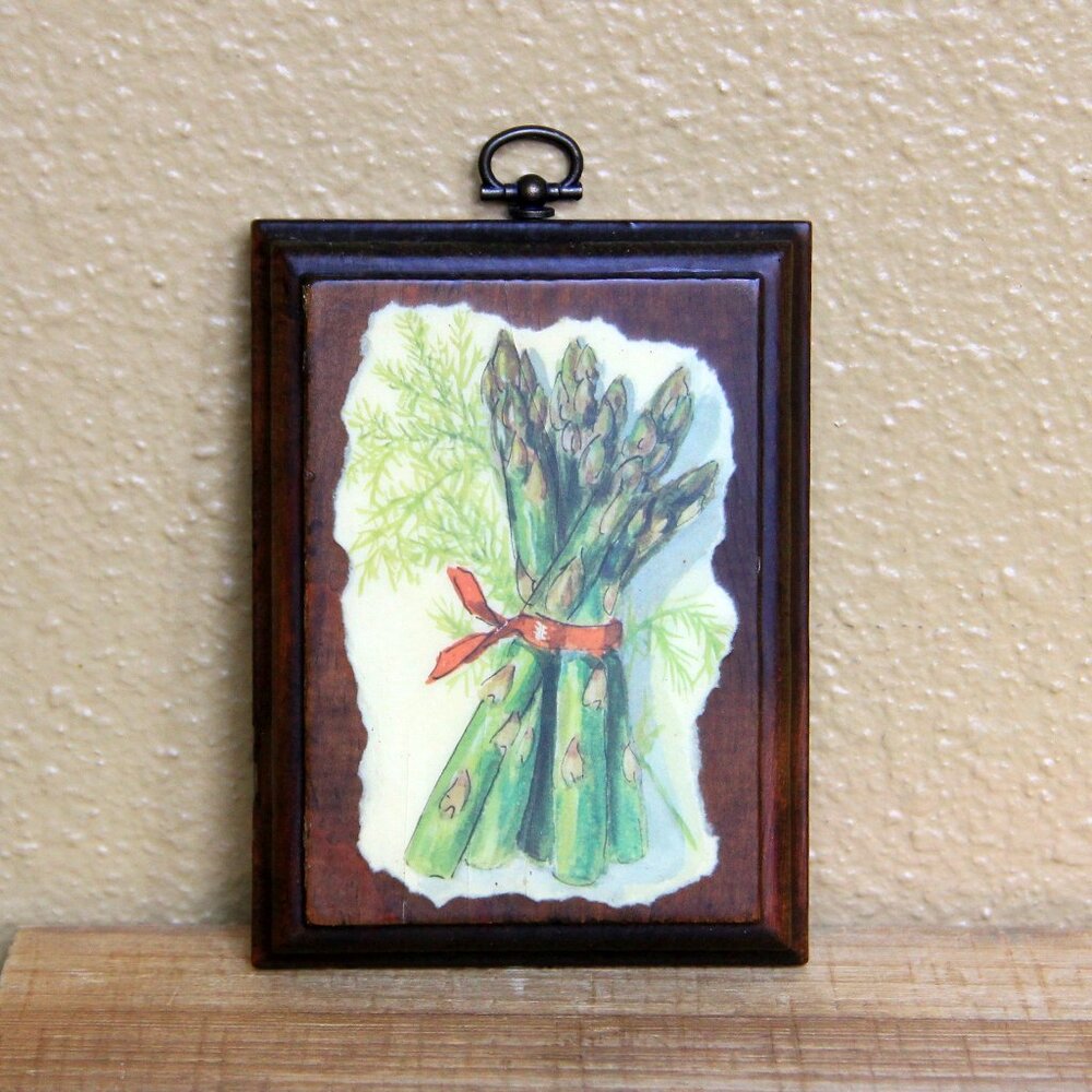 Set of 4 Vintage 70's Thayer Fruit and Vegetable Decoupage Wood Wall Plaques - Picture 4 of 11